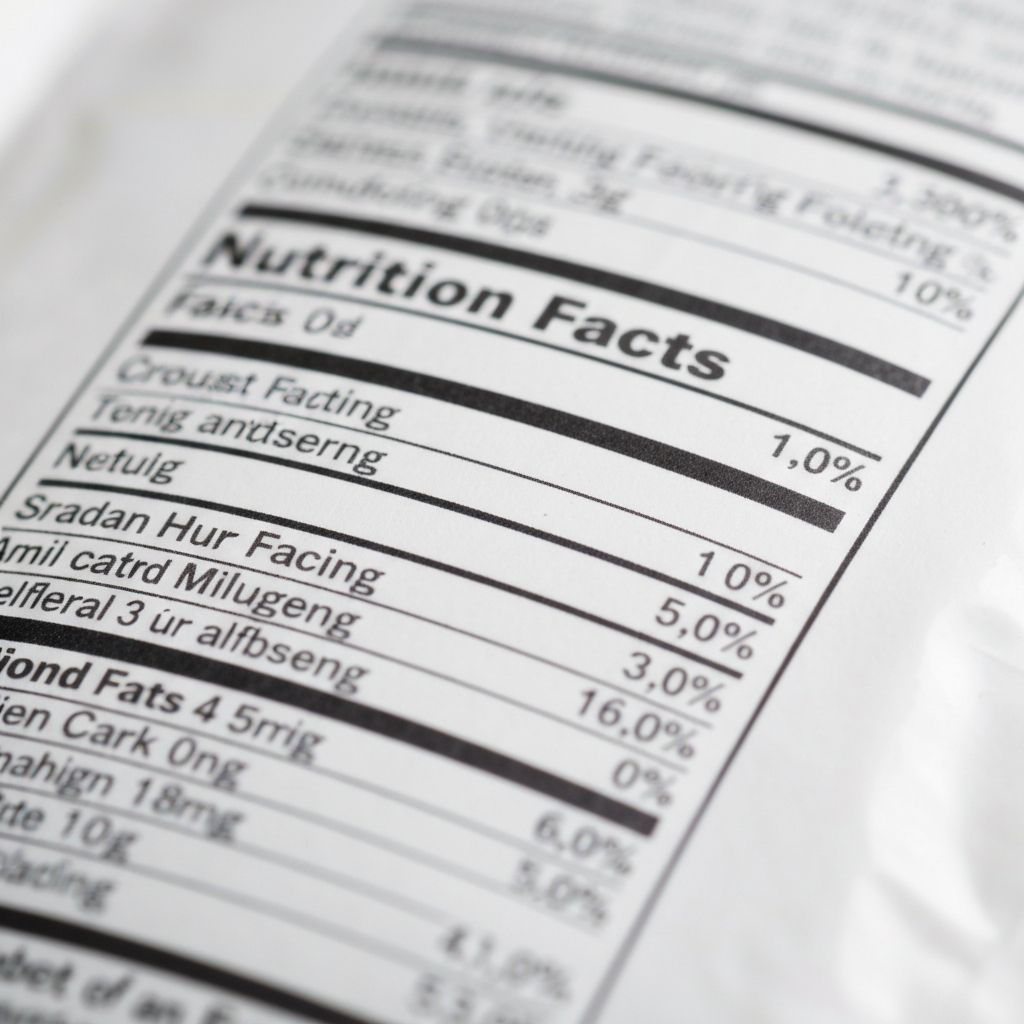 Close-up of nutrition facts label